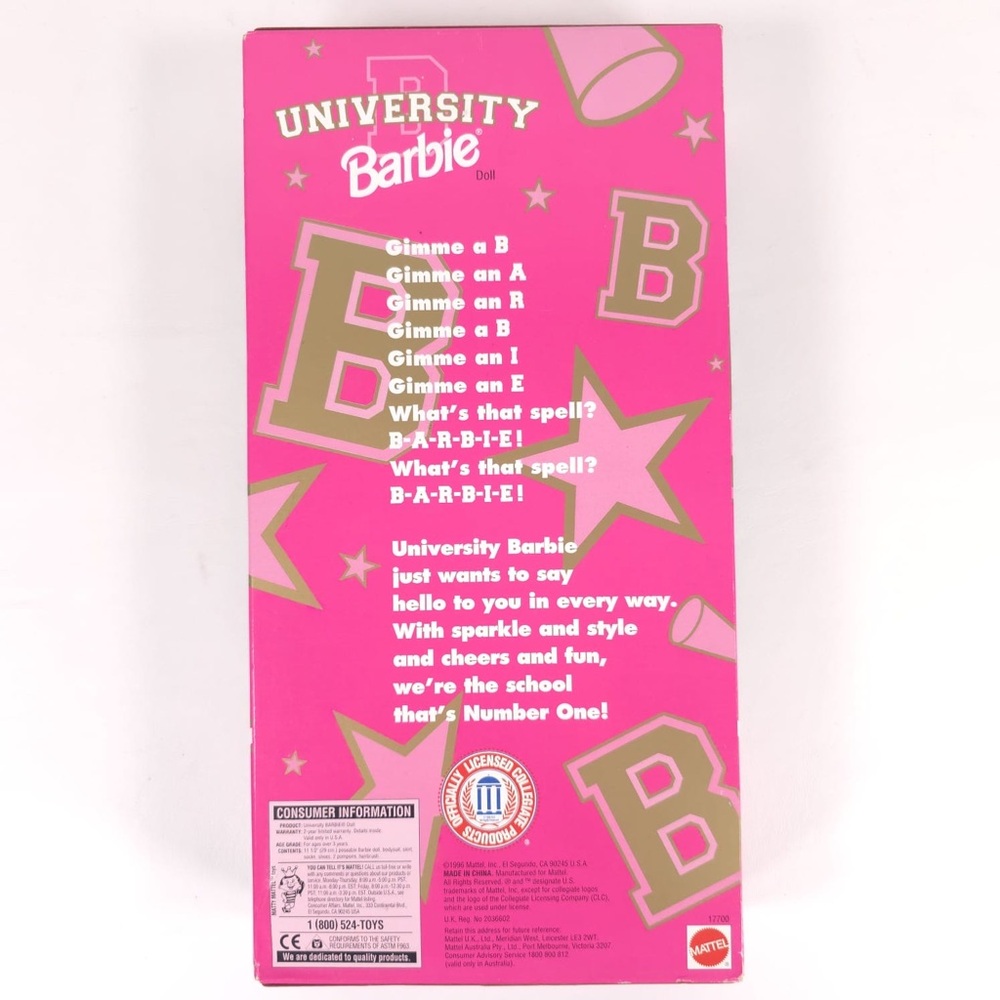 1996 VINTAGE BARBIE UNIVERSITY OF FLORIDA GATORS CHEERLEADER DOLL 17700 NIB - Picture 3 of 14